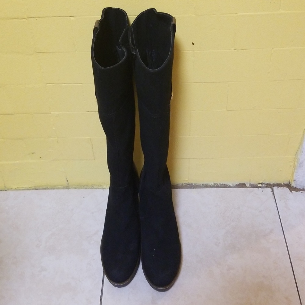 Black and Brown wedge heel boots